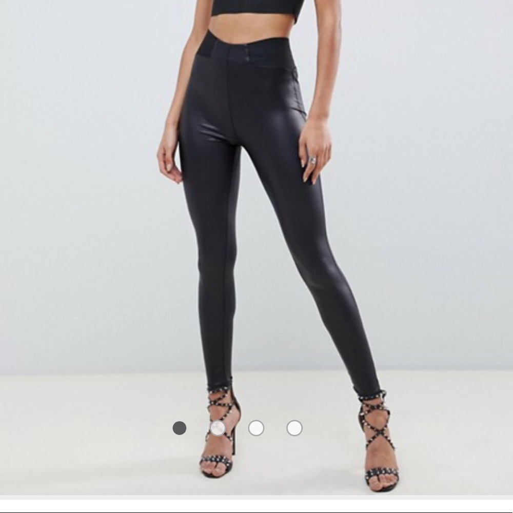 🛍️ ASOS | faux leather black skinny ankle leggings 8